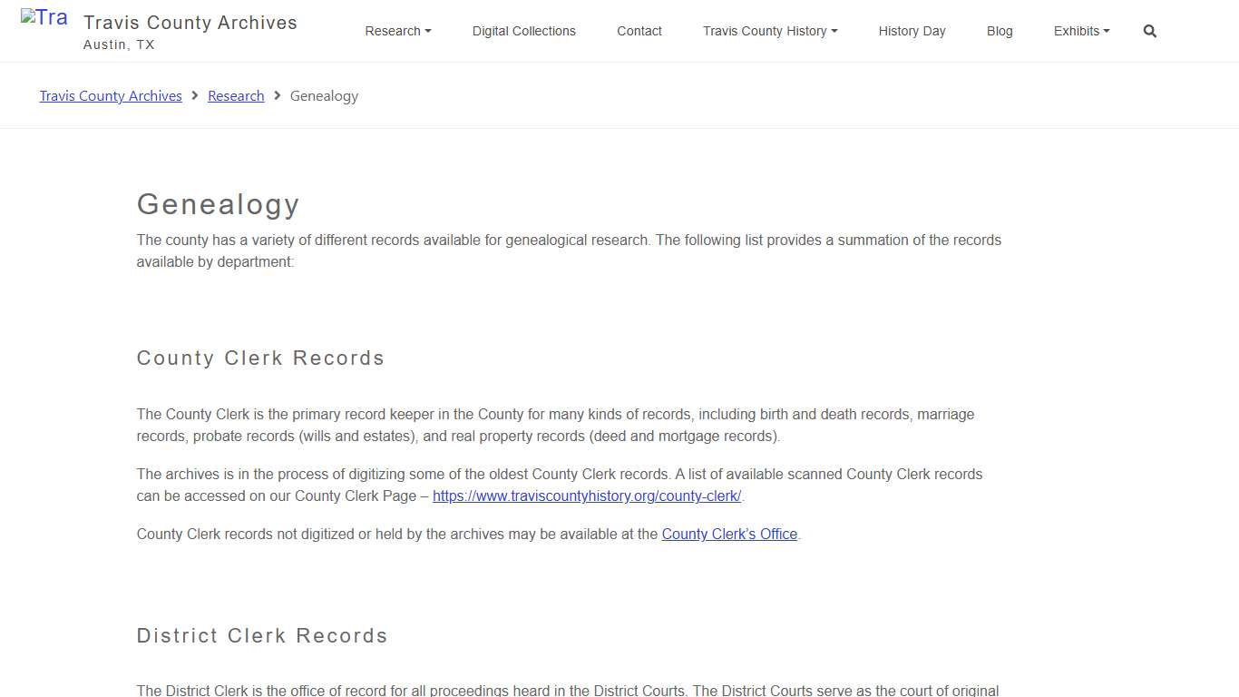 Genealogy - Travis County Archives Travis County Archives
